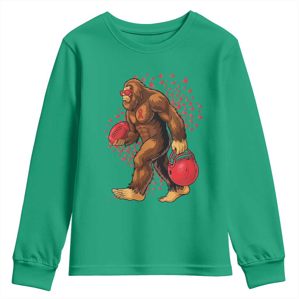 Funny Bigfoot Football Youth Sweatshirt Support HIV Support Gift