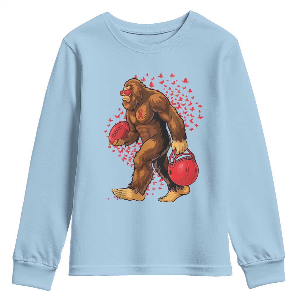Funny Bigfoot Football Youth Sweatshirt Support HIV Support Gift