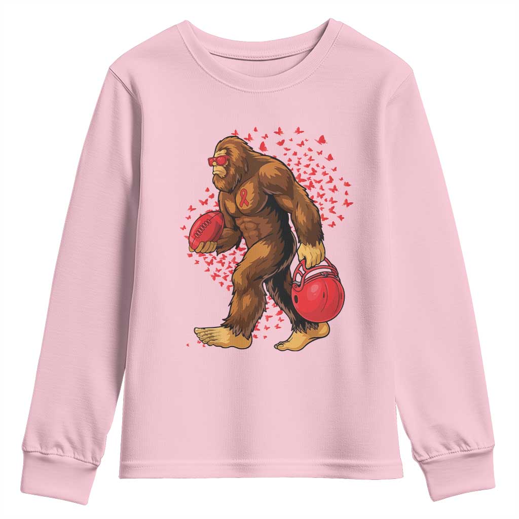 Funny Bigfoot Football Youth Sweatshirt Support HIV Support Gift