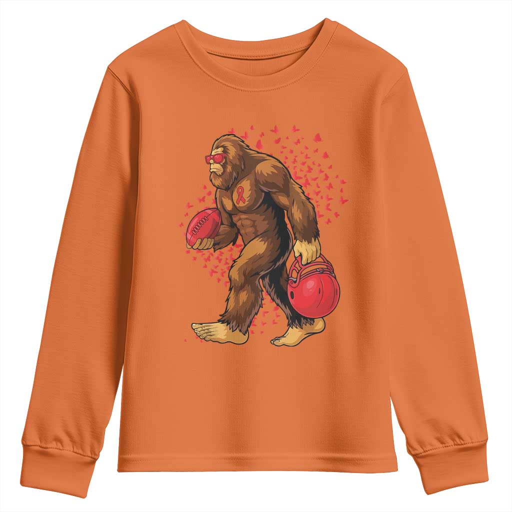 Funny Bigfoot Football Youth Sweatshirt Support HIV Support Gift