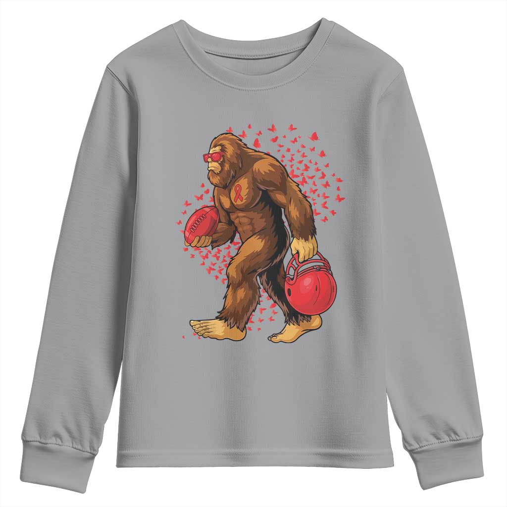 Funny Bigfoot Football Youth Sweatshirt Support HIV Support Gift