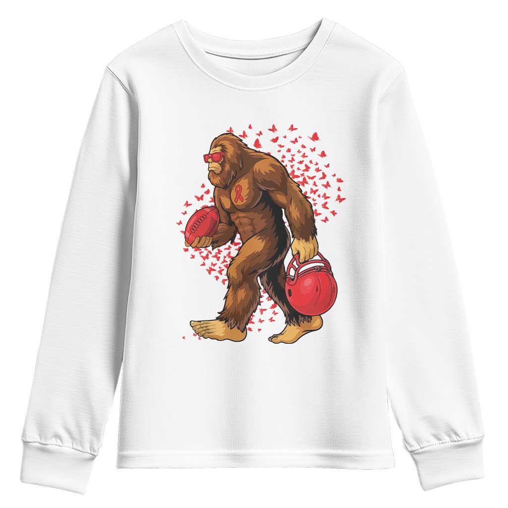 Funny Bigfoot Football Youth Sweatshirt Support HIV Support Gift