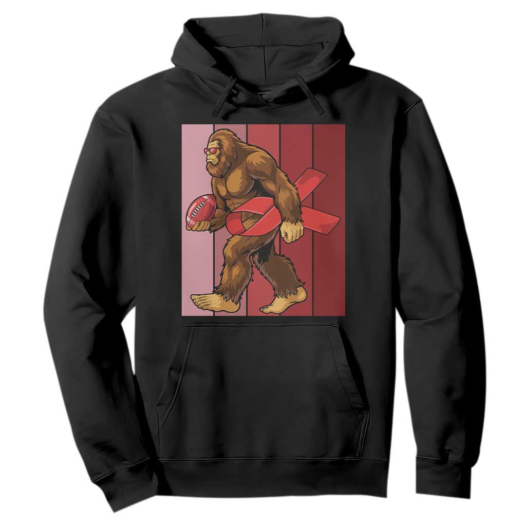 Funny Bigfoot Football HIV Support Hoodie Red Ribbon Retro Vintage Style Gift
