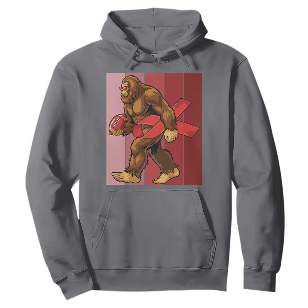 Funny Bigfoot Football HIV Support Hoodie Red Ribbon Retro Vintage Style Gift