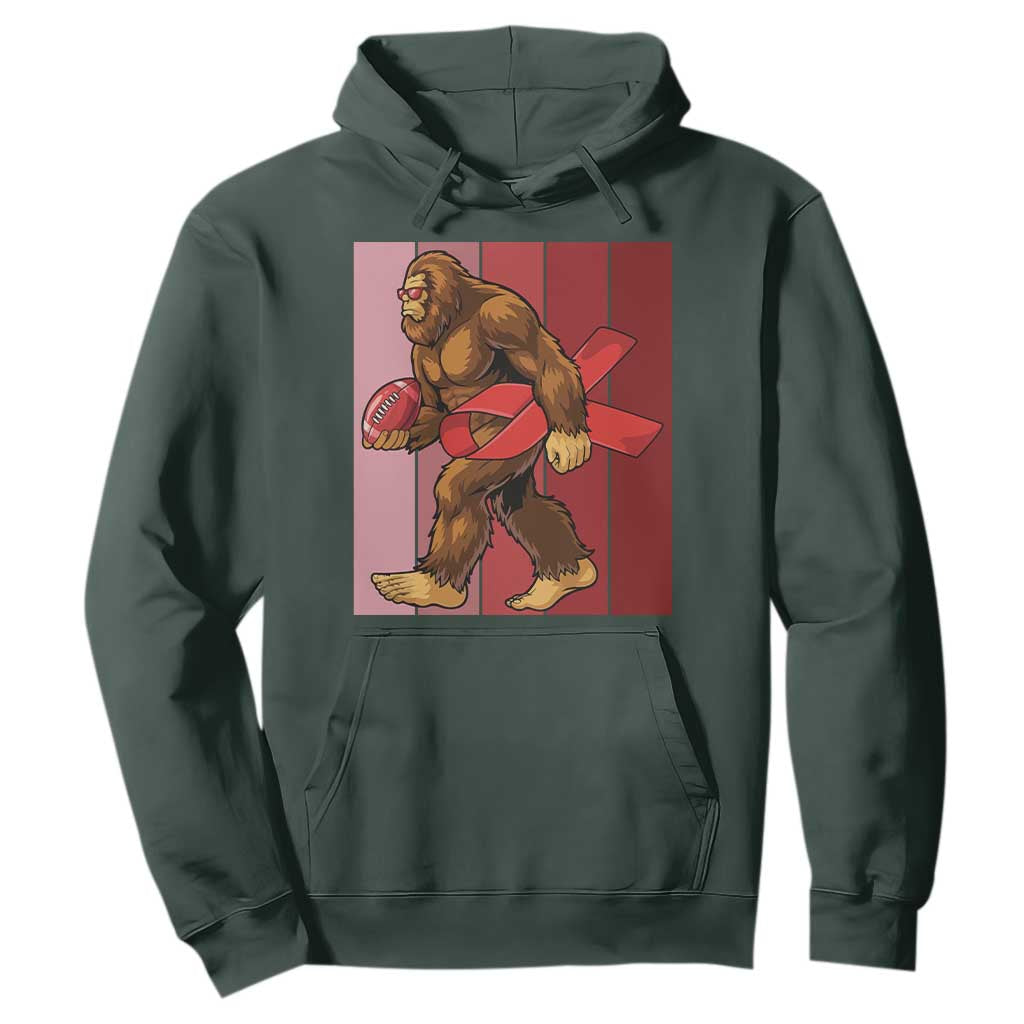 Funny Bigfoot Football HIV Support Hoodie Red Ribbon Retro Vintage Style Gift