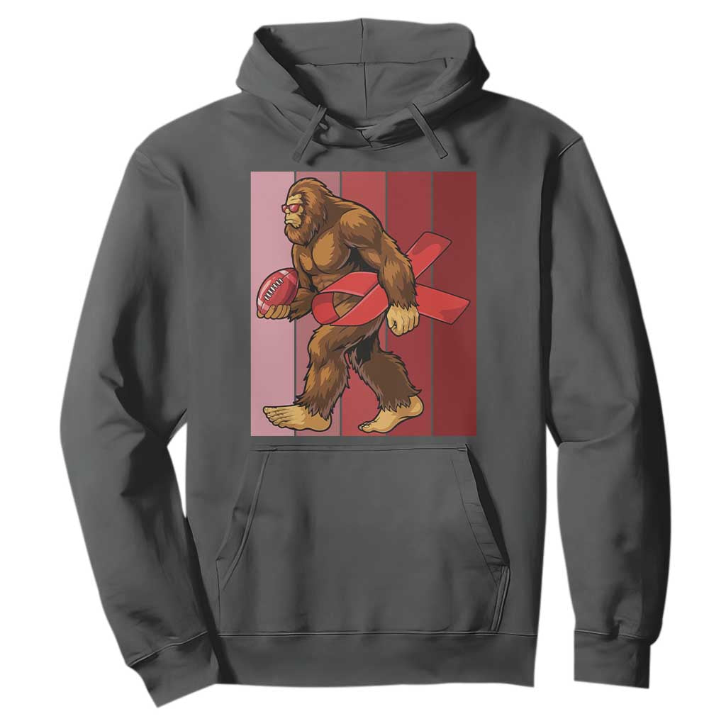 Funny Bigfoot Football HIV Support Hoodie Red Ribbon Retro Vintage Style Gift
