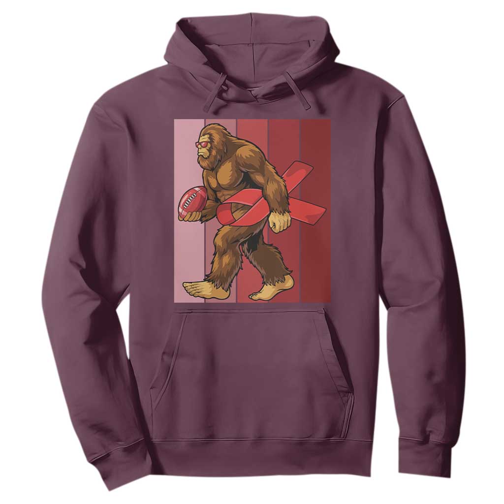 Funny Bigfoot Football HIV Support Hoodie Red Ribbon Retro Vintage Style Gift