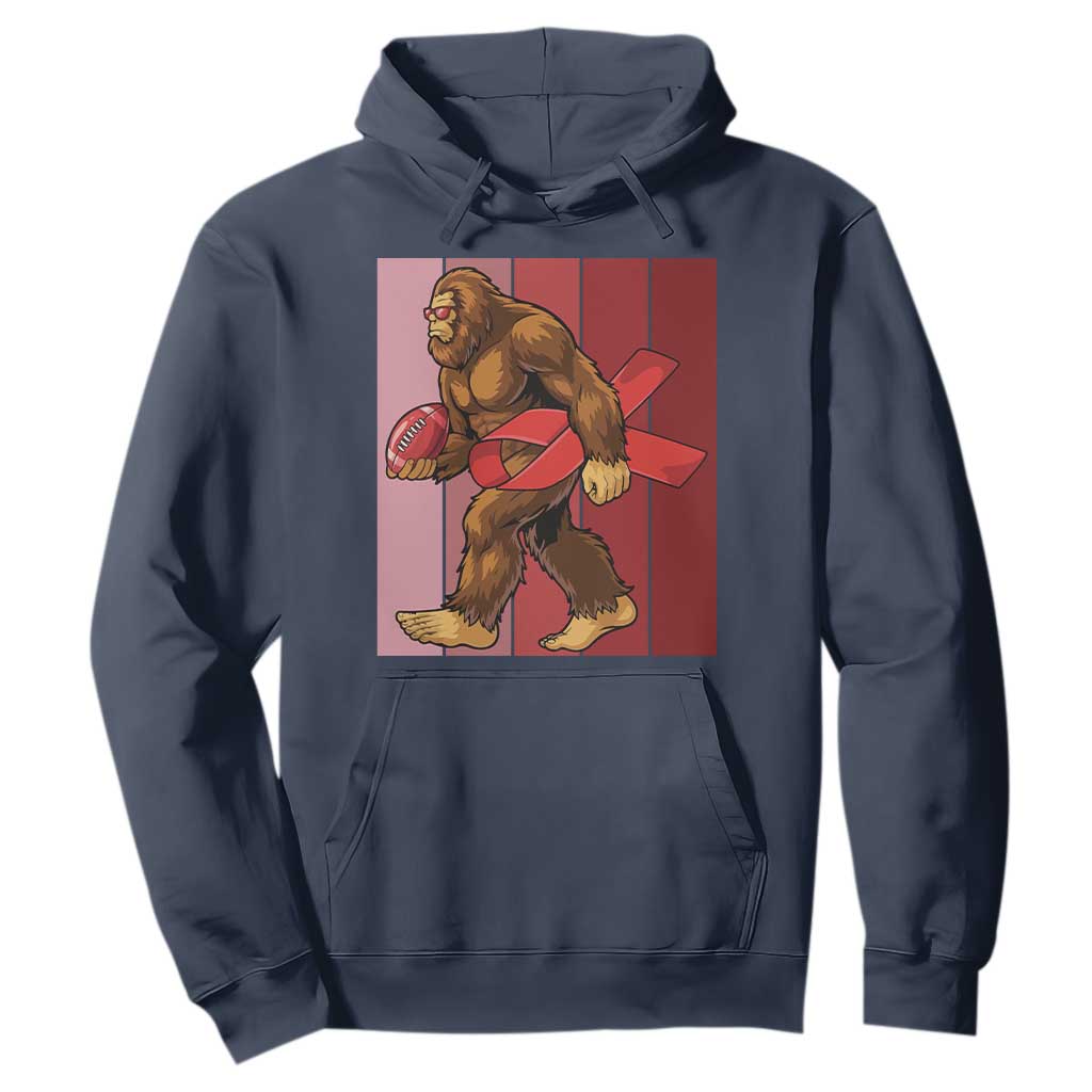 Funny Bigfoot Football HIV Support Hoodie Red Ribbon Retro Vintage Style Gift