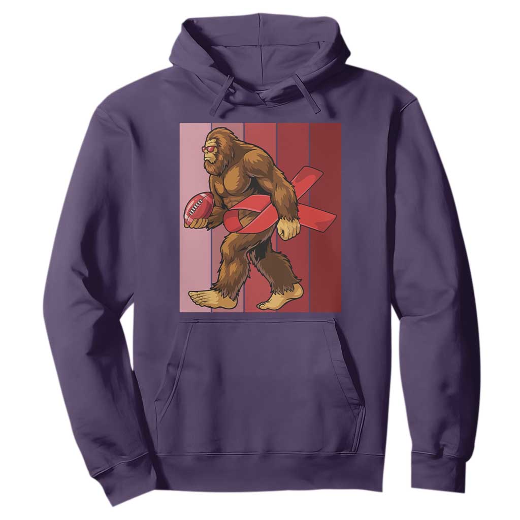 Funny Bigfoot Football HIV Support Hoodie Red Ribbon Retro Vintage Style Gift