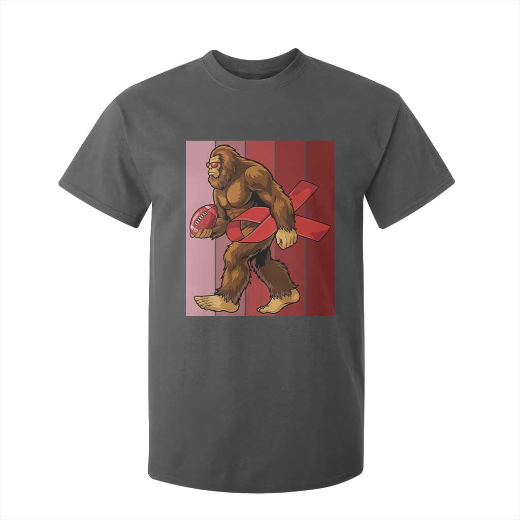 Funny Bigfoot Football HIV Support T Shirt For Kid Red Ribbon Retro Vintage Style Gift