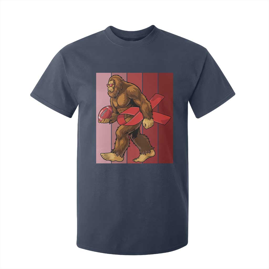Funny Bigfoot Football HIV Support T Shirt For Kid Red Ribbon Retro Vintage Style Gift