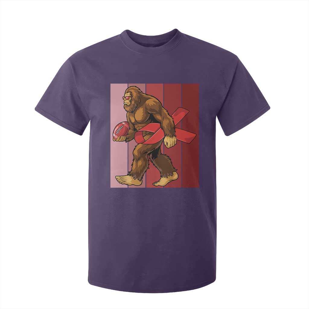 Funny Bigfoot Football HIV Support T Shirt For Kid Red Ribbon Retro Vintage Style Gift