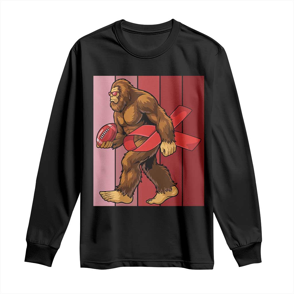 Funny Bigfoot Football HIV Support Long Sleeve Shirt Red Ribbon Retro Vintage Style Gift