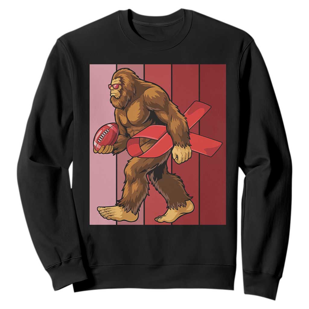 Funny Bigfoot Football HIV Support Sweatshirt Red Ribbon Retro Vintage Style Gift