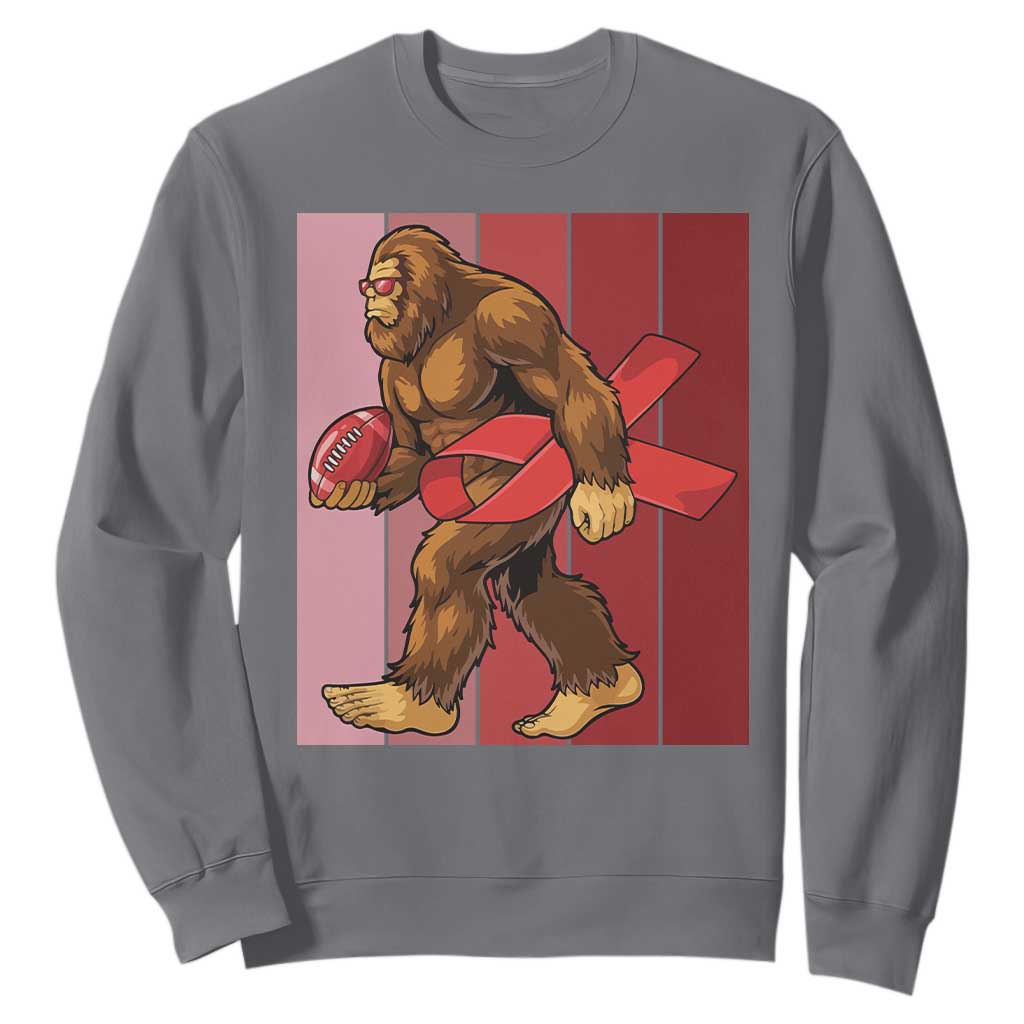 Funny Bigfoot Football HIV Support Sweatshirt Red Ribbon Retro Vintage Style Gift