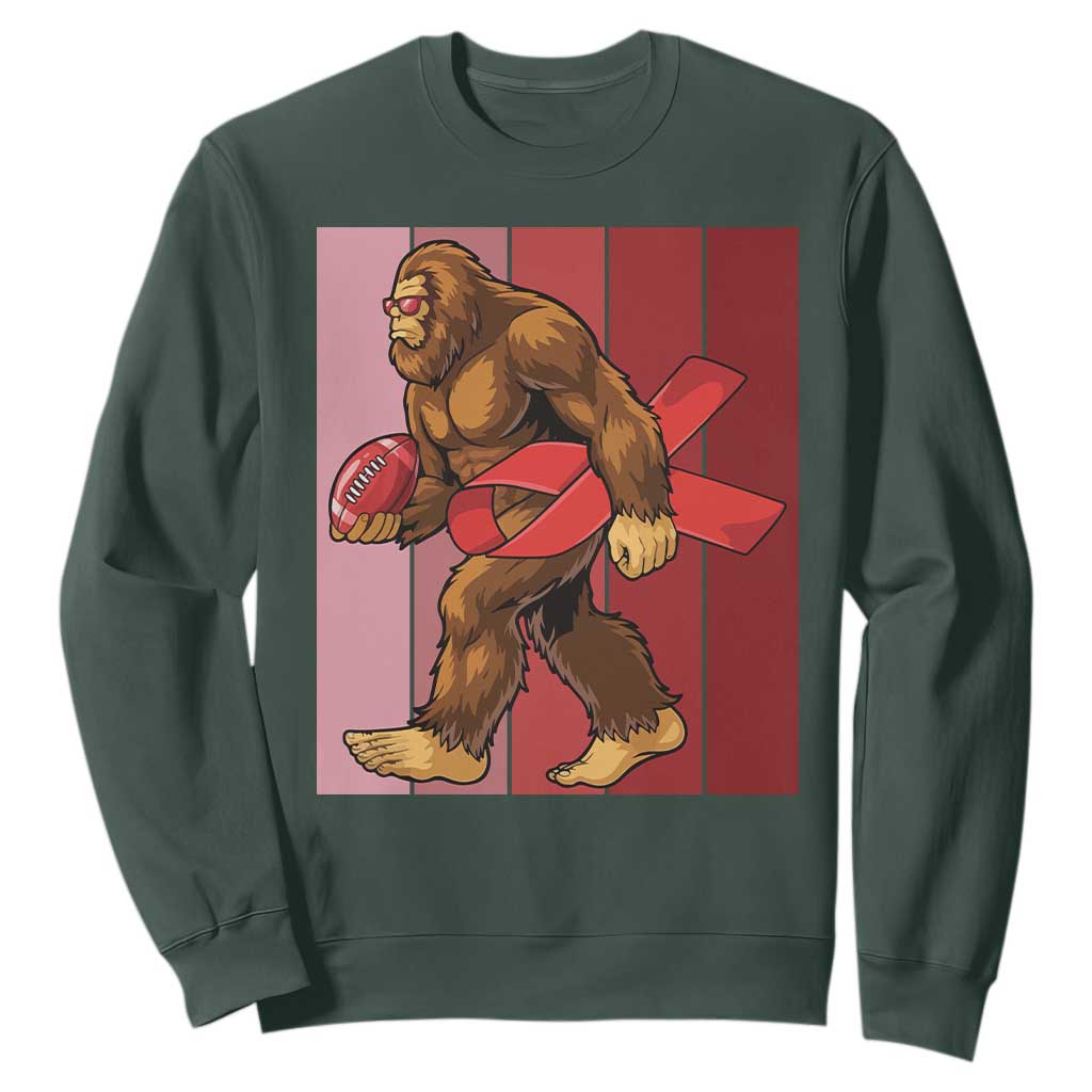 Funny Bigfoot Football HIV Support Sweatshirt Red Ribbon Retro Vintage Style Gift