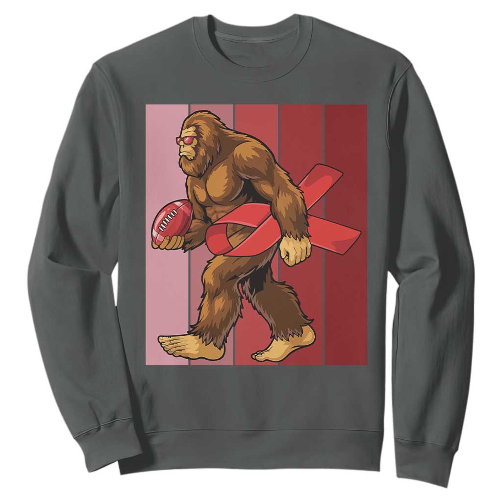 Funny Bigfoot Football HIV Support Sweatshirt Red Ribbon Retro Vintage Style Gift