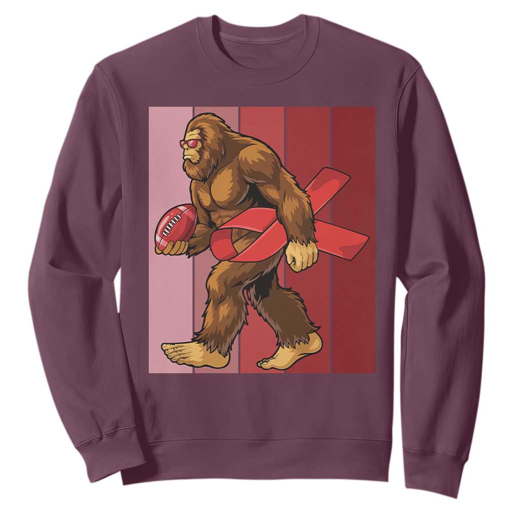 Funny Bigfoot Football HIV Support Sweatshirt Red Ribbon Retro Vintage Style Gift