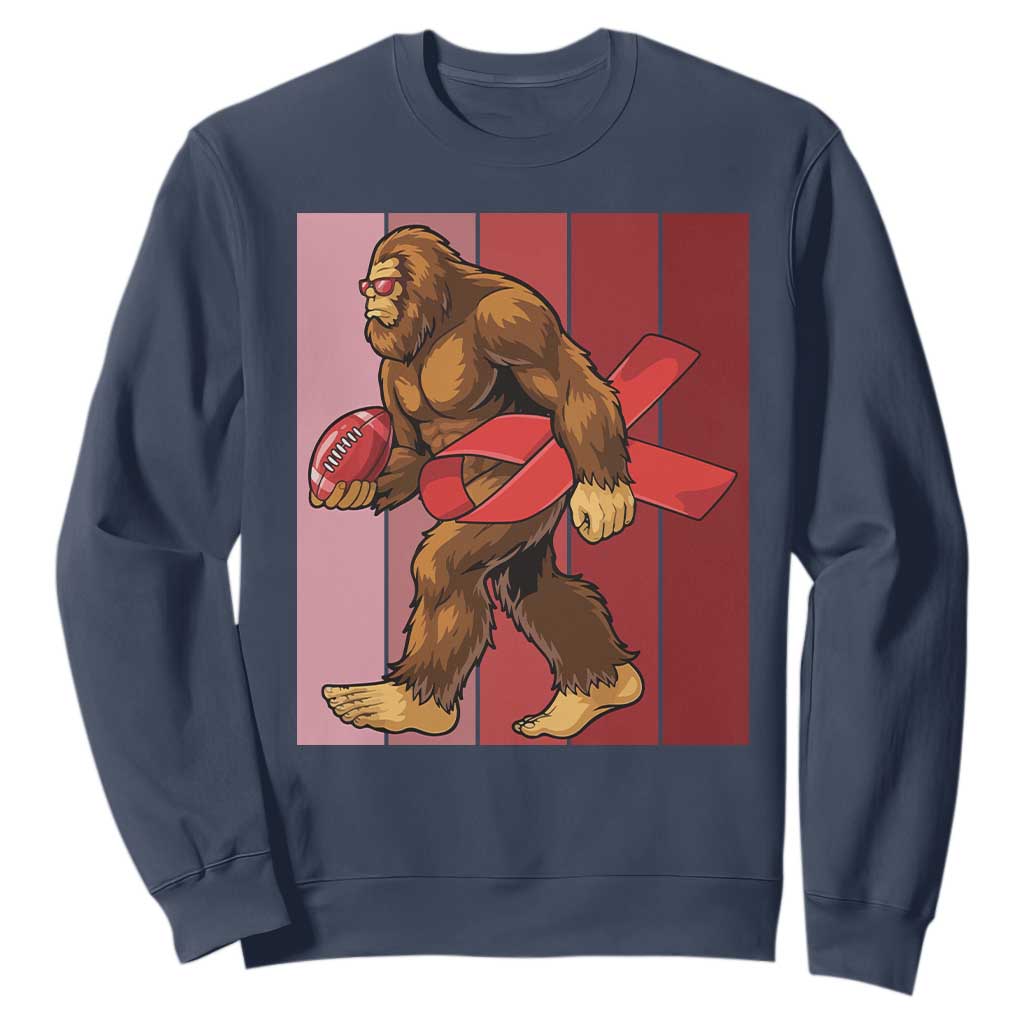 Funny Bigfoot Football HIV Support Sweatshirt Red Ribbon Retro Vintage Style Gift