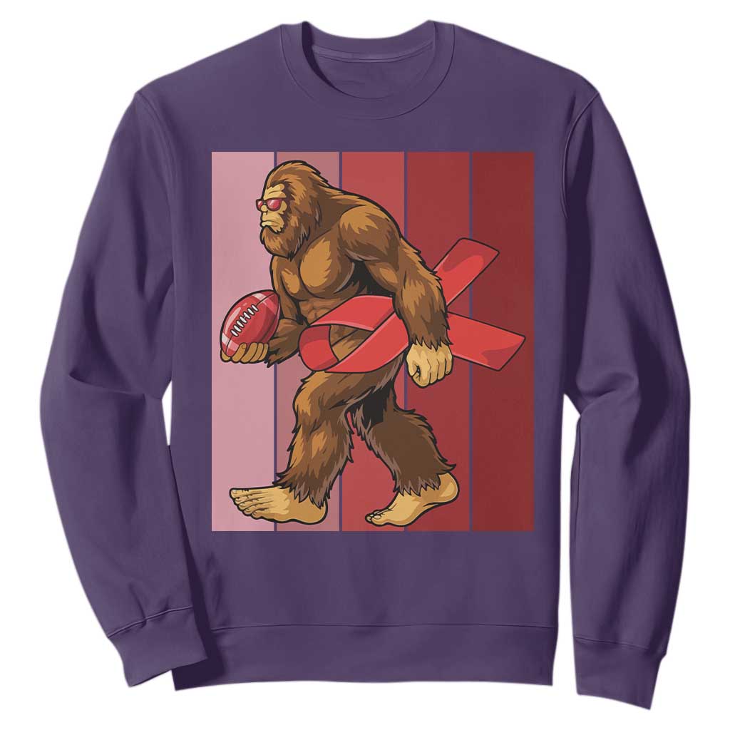 Funny Bigfoot Football HIV Support Sweatshirt Red Ribbon Retro Vintage Style Gift