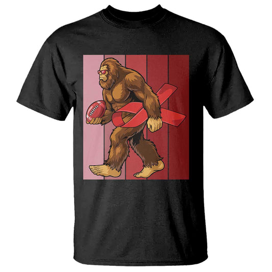 Funny Bigfoot Football HIV Support T Shirt Red Ribbon Retro Vintage Style Gift