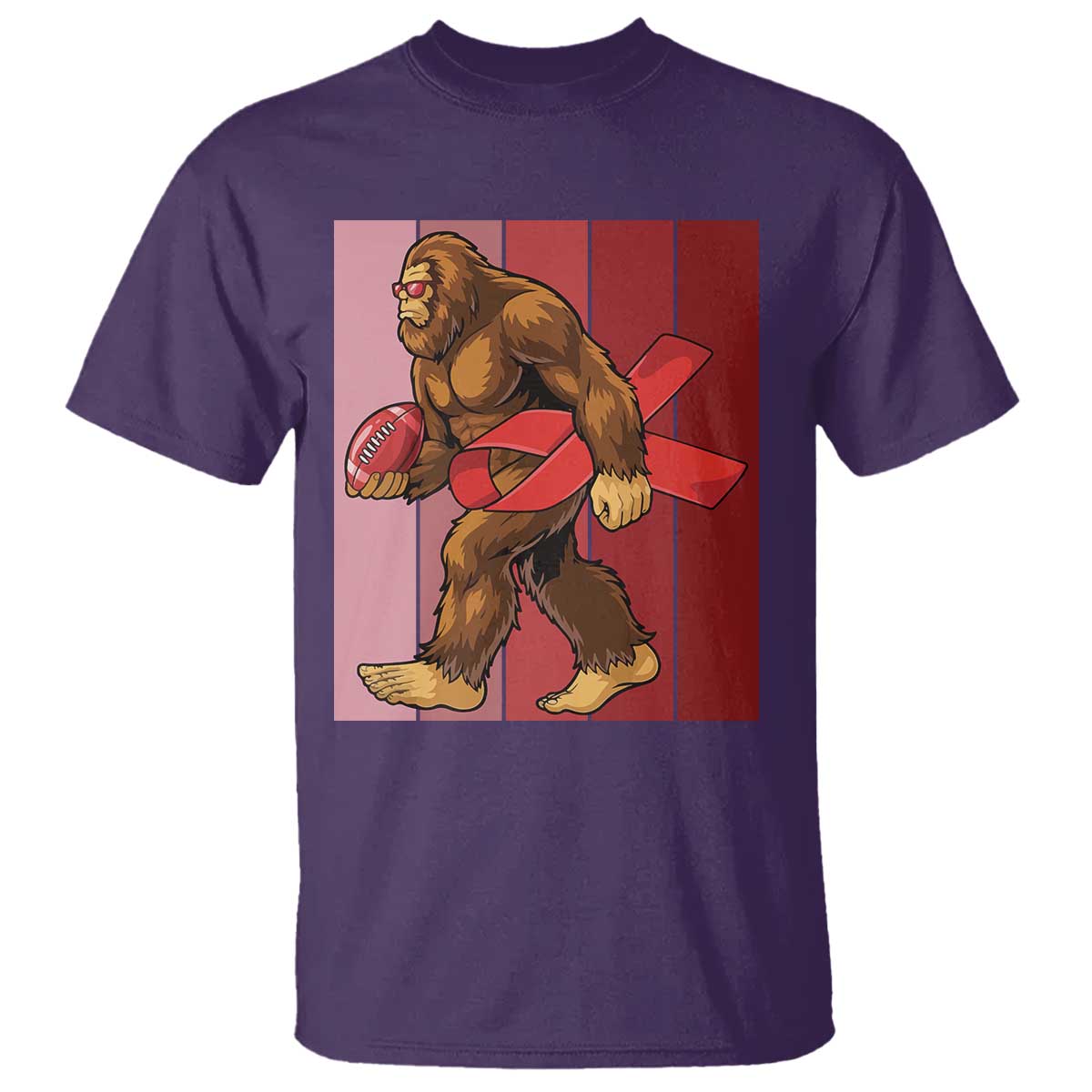 Funny Bigfoot Football HIV Support T Shirt Red Ribbon Retro Vintage Style Gift