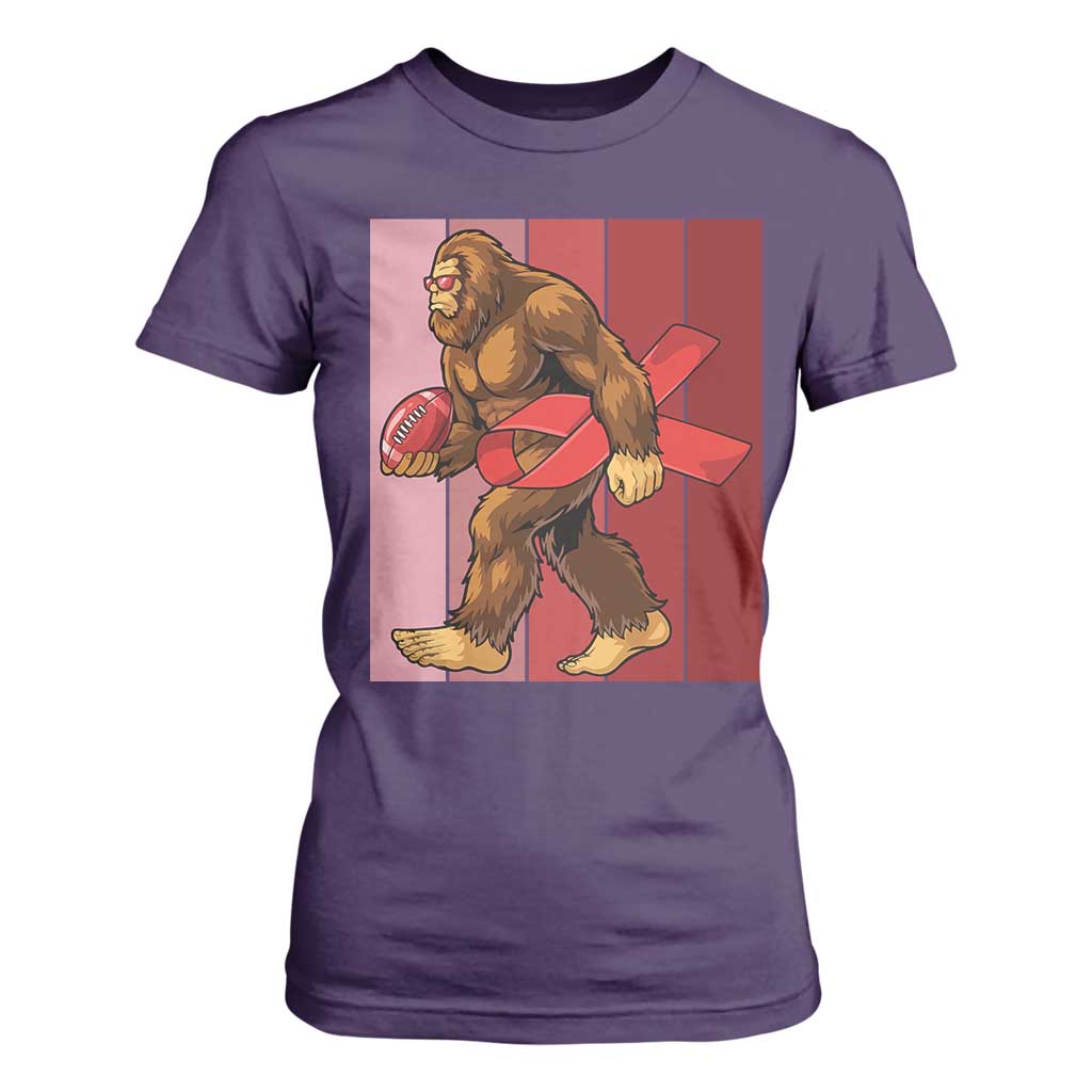 Funny Bigfoot Football HIV Support T Shirt For Women Red Ribbon Retro Vintage Style Gift