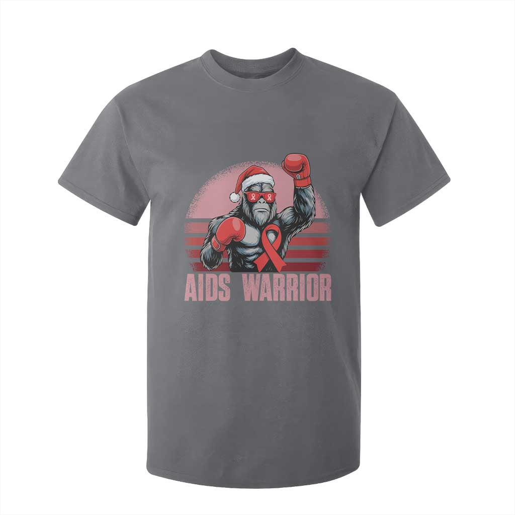 Christmas Santa Bigfoot HIV Support T Shirt For Kid Retro Vintage Style Gift