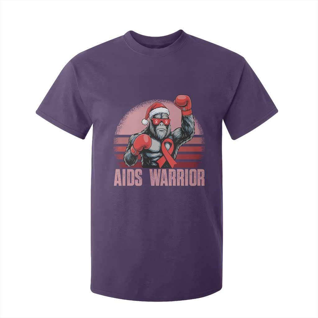 Christmas Santa Bigfoot HIV Support T Shirt For Kid Retro Vintage Style Gift