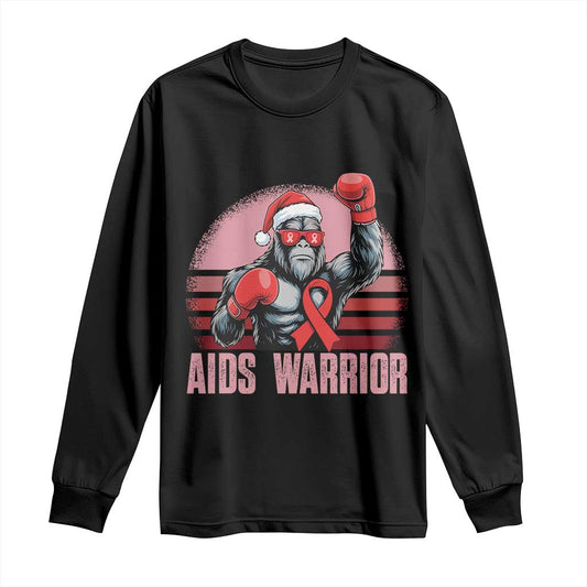 Christmas Santa Bigfoot HIV Support Long Sleeve Shirt Retro Vintage Style Gift
