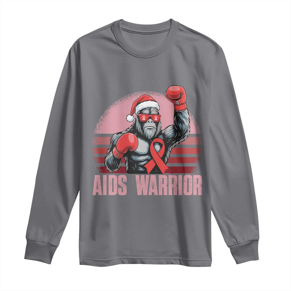 Christmas Santa Bigfoot HIV Support Long Sleeve Shirt Retro Vintage Style Gift