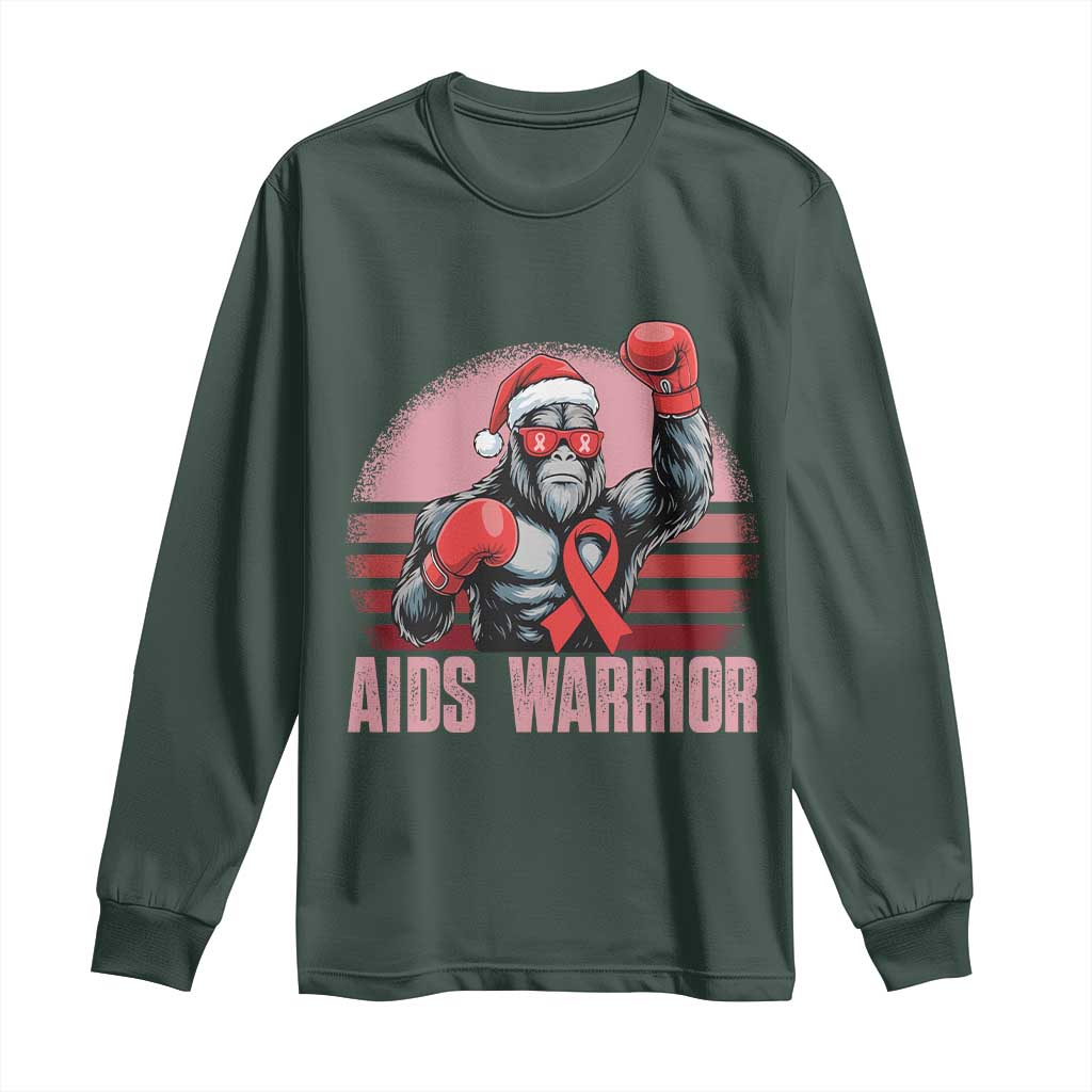 Christmas Santa Bigfoot HIV Support Long Sleeve Shirt Retro Vintage Style Gift
