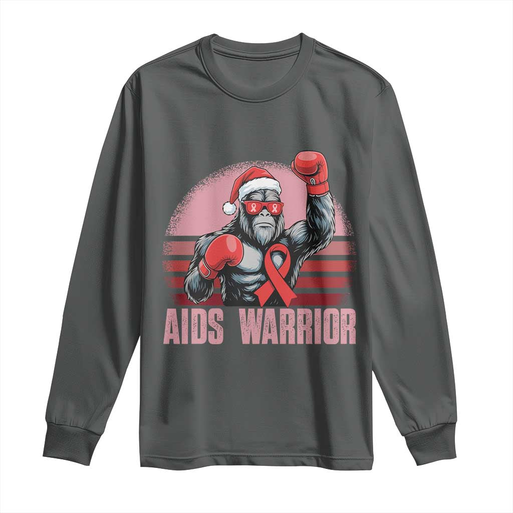 Christmas Santa Bigfoot HIV Support Long Sleeve Shirt Retro Vintage Style Gift