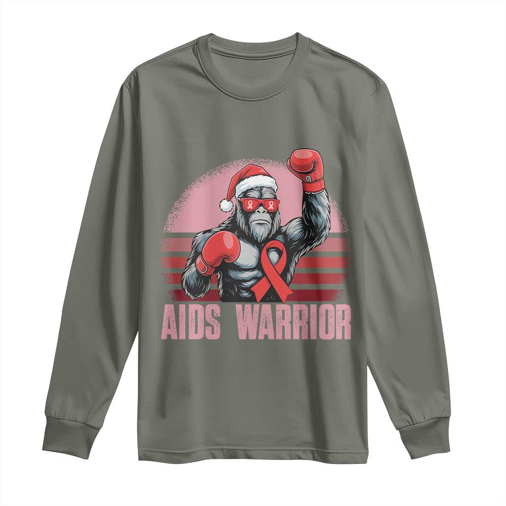 Christmas Santa Bigfoot HIV Support Long Sleeve Shirt Retro Vintage Style Gift