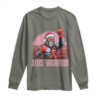 Christmas Santa Bigfoot HIV Support Long Sleeve Shirt Retro Vintage Style Gift
