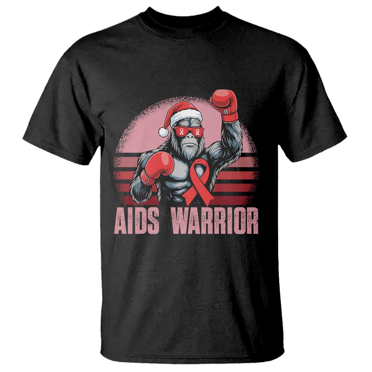 Christmas Santa Bigfoot HIV Support T Shirt Retro Vintage Style Gift