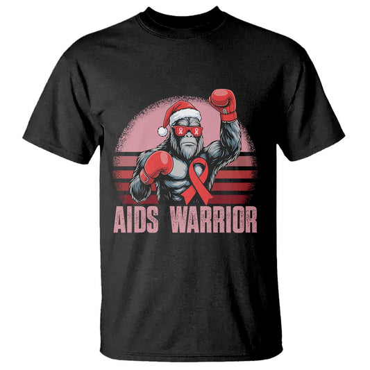 Christmas Santa Bigfoot HIV Support T Shirt Retro Vintage Style Gift
