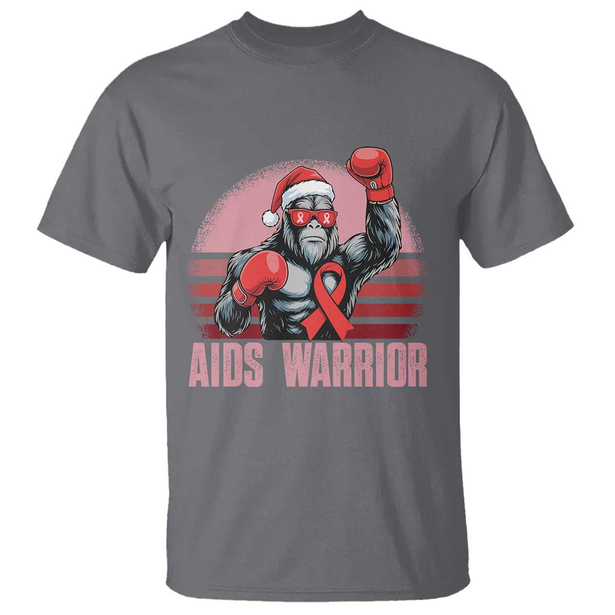 Christmas Santa Bigfoot HIV Support T Shirt Retro Vintage Style Gift