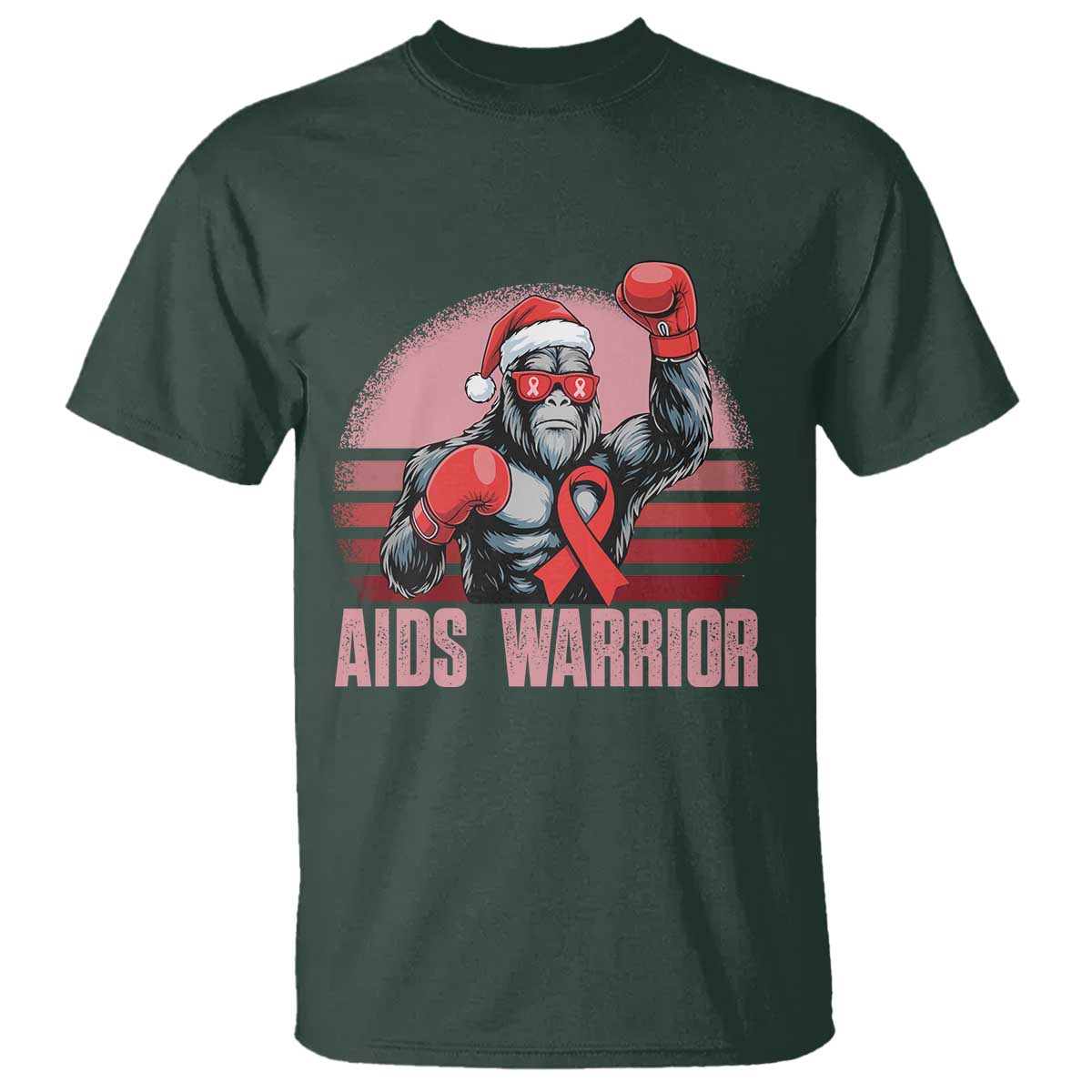 Christmas Santa Bigfoot HIV Support T Shirt Retro Vintage Style Gift