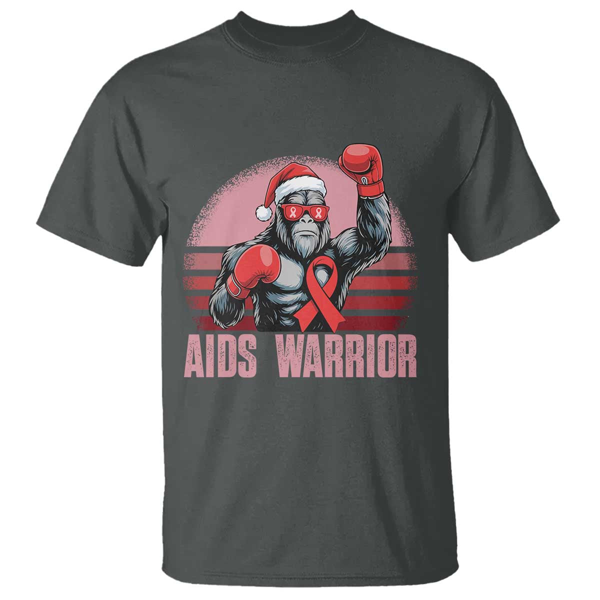 Christmas Santa Bigfoot HIV Support T Shirt Retro Vintage Style Gift