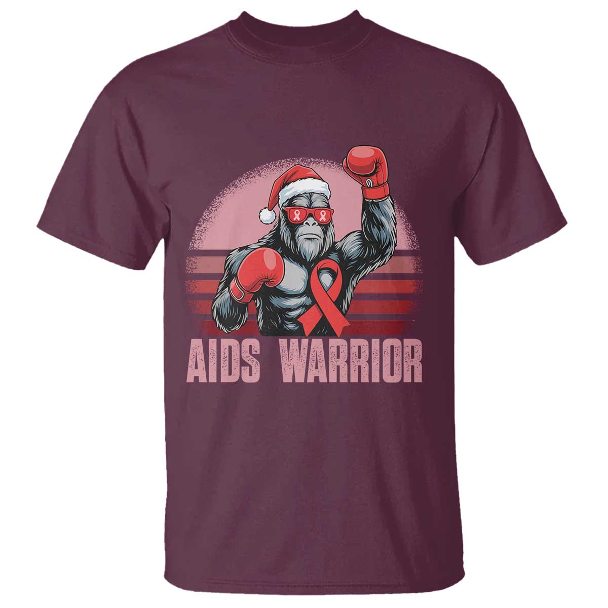 Christmas Santa Bigfoot HIV Support T Shirt Retro Vintage Style Gift