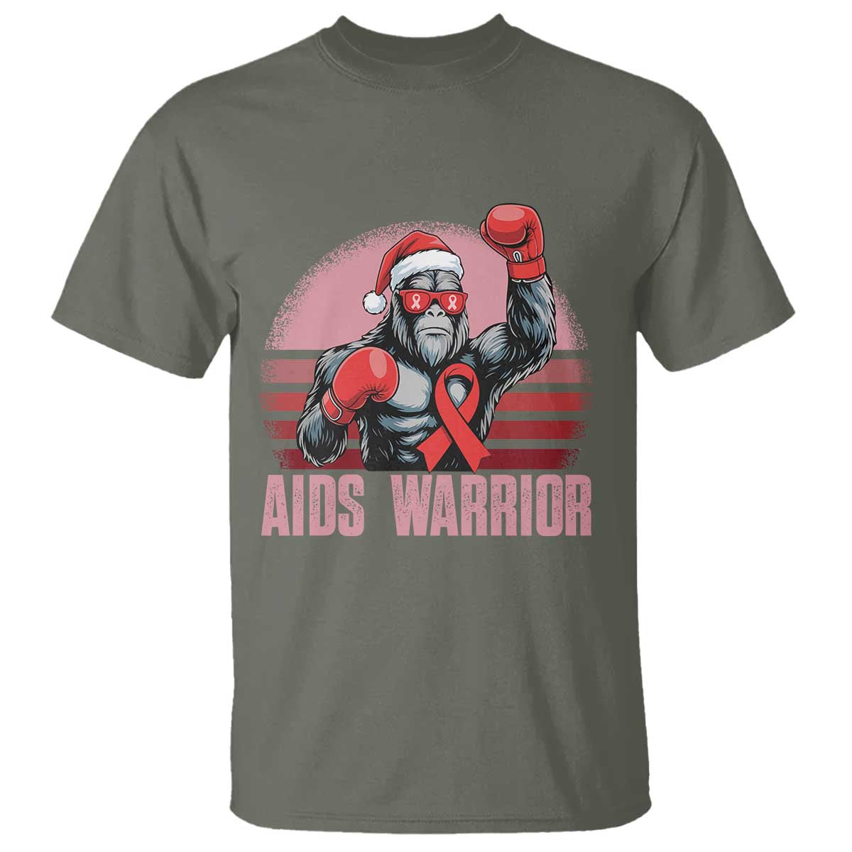 Christmas Santa Bigfoot HIV Support T Shirt Retro Vintage Style Gift