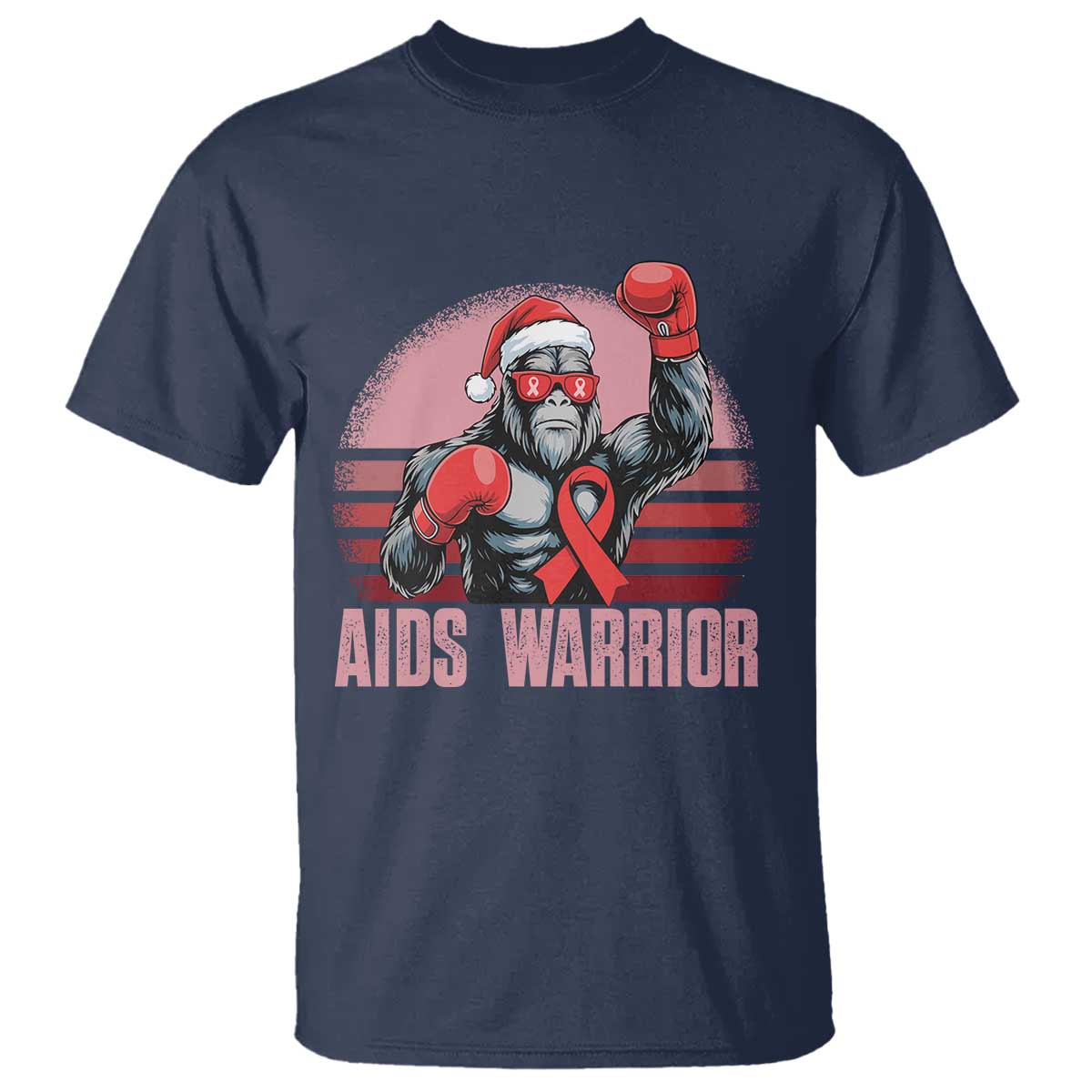 Christmas Santa Bigfoot HIV Support T Shirt Retro Vintage Style Gift