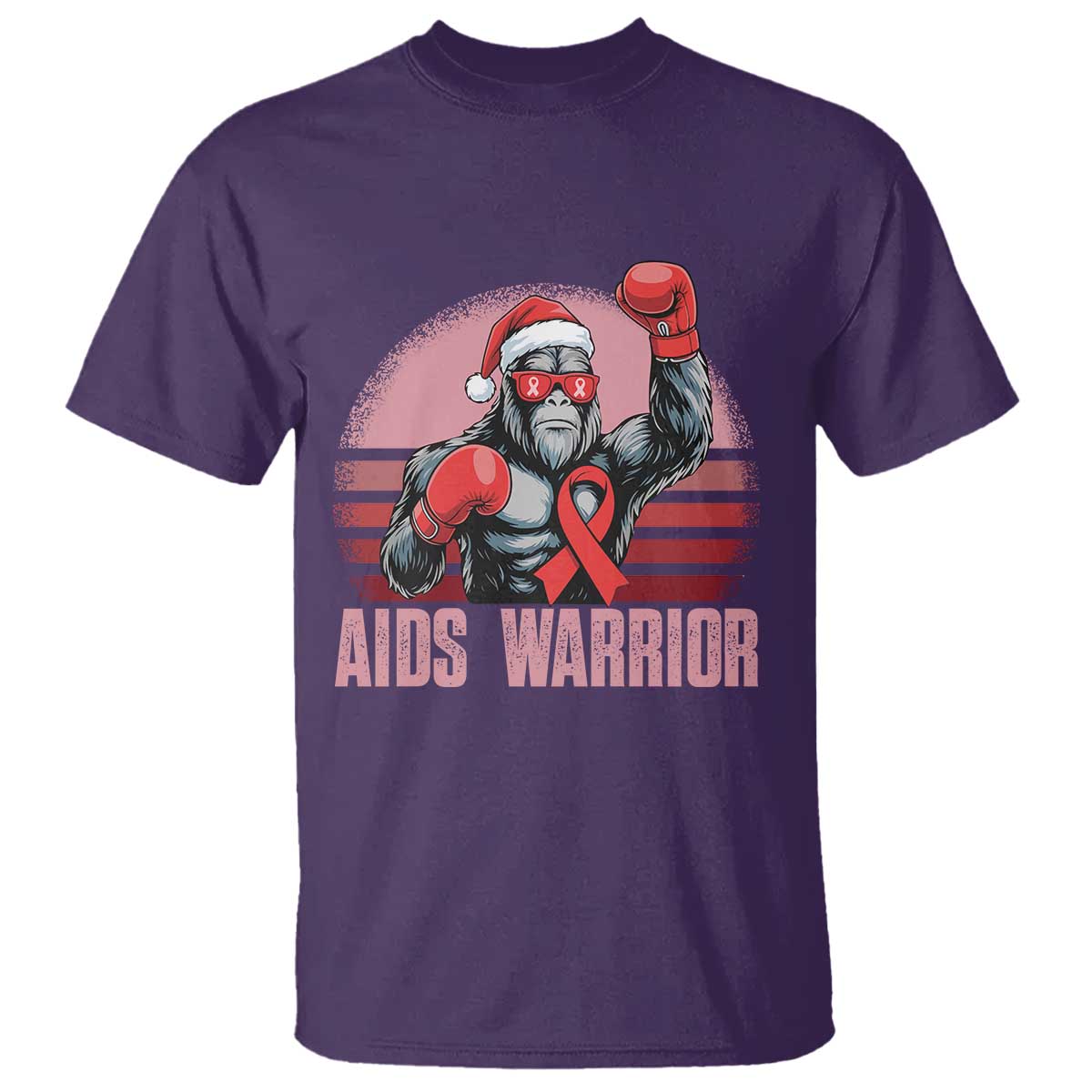 Christmas Santa Bigfoot HIV Support T Shirt Retro Vintage Style Gift