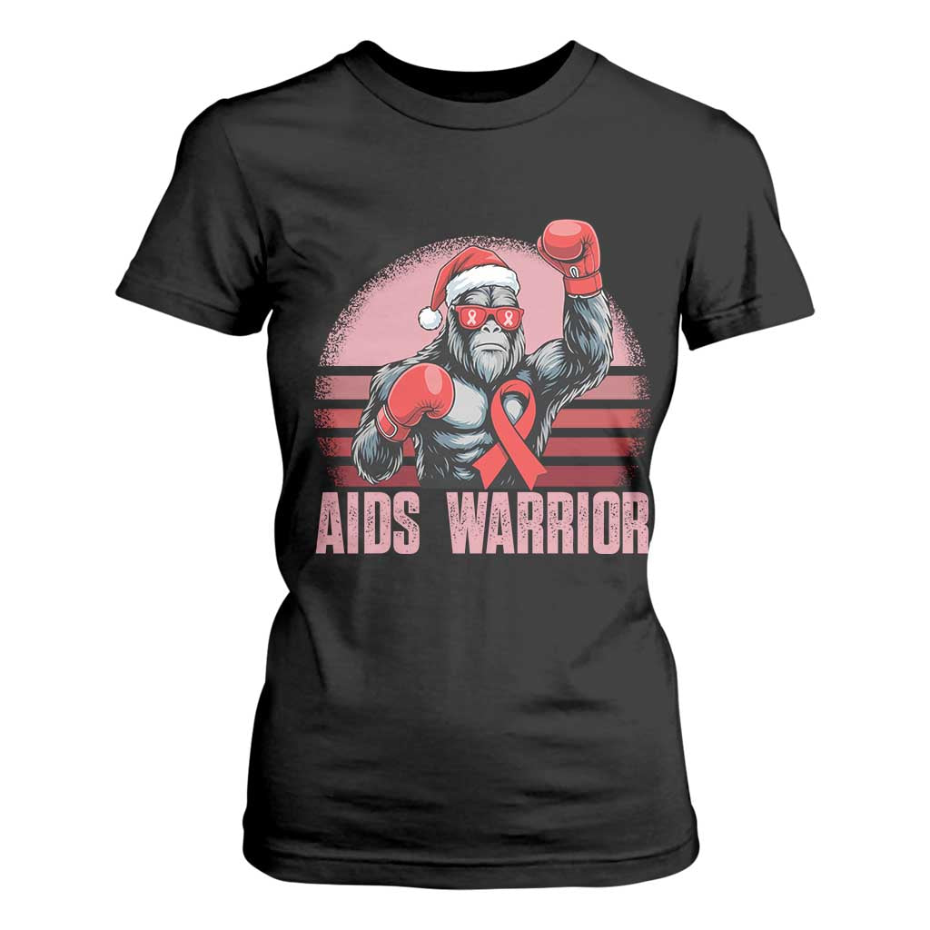 Christmas Santa Bigfoot HIV Support T Shirt For Women Retro Vintage Style Gift