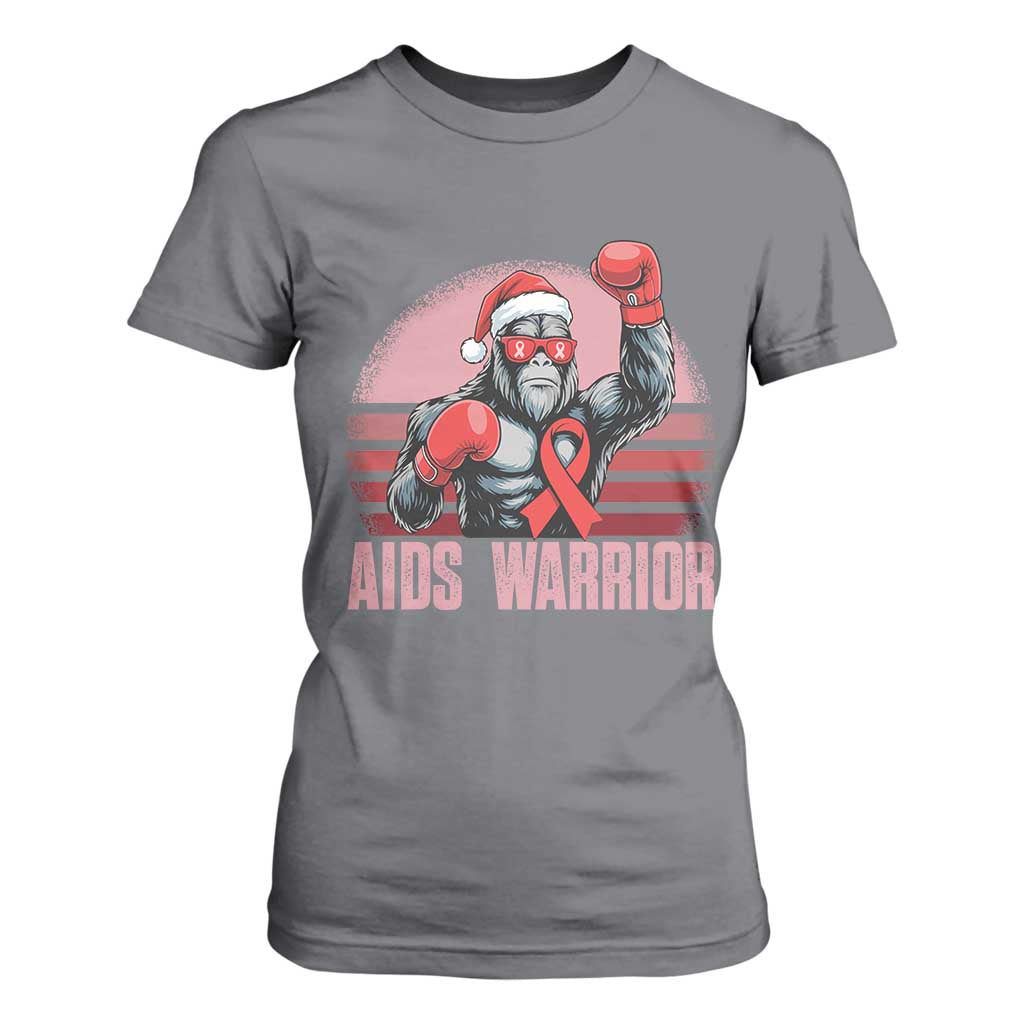 Christmas Santa Bigfoot HIV Support T Shirt For Women Retro Vintage Style Gift