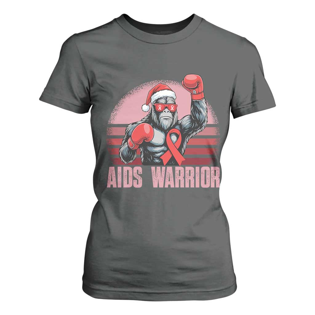 Christmas Santa Bigfoot HIV Support T Shirt For Women Retro Vintage Style Gift