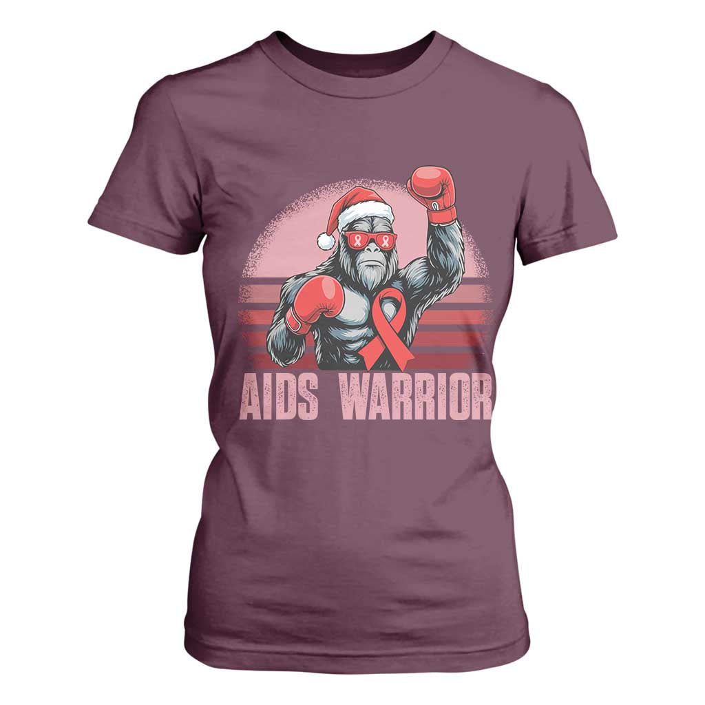 Christmas Santa Bigfoot HIV Support T Shirt For Women Retro Vintage Style Gift