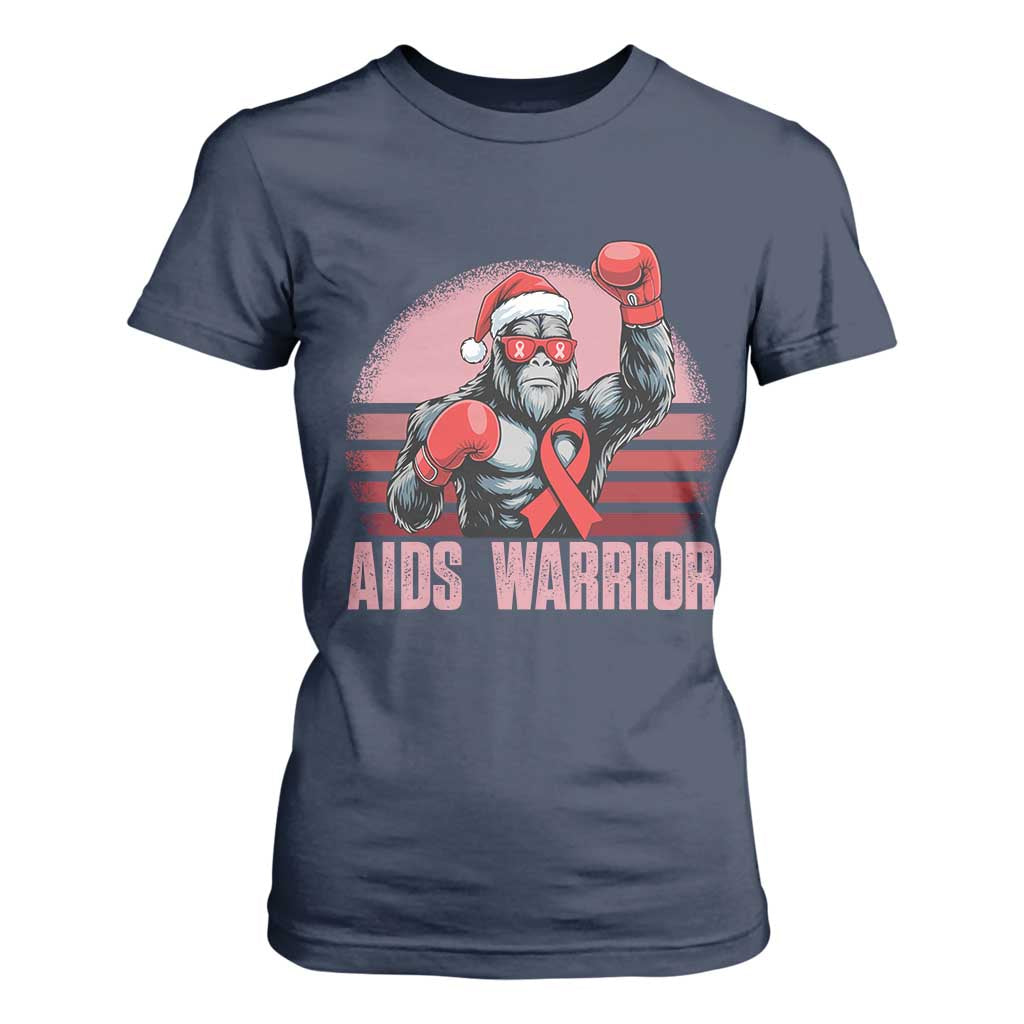 Christmas Santa Bigfoot HIV Support T Shirt For Women Retro Vintage Style Gift