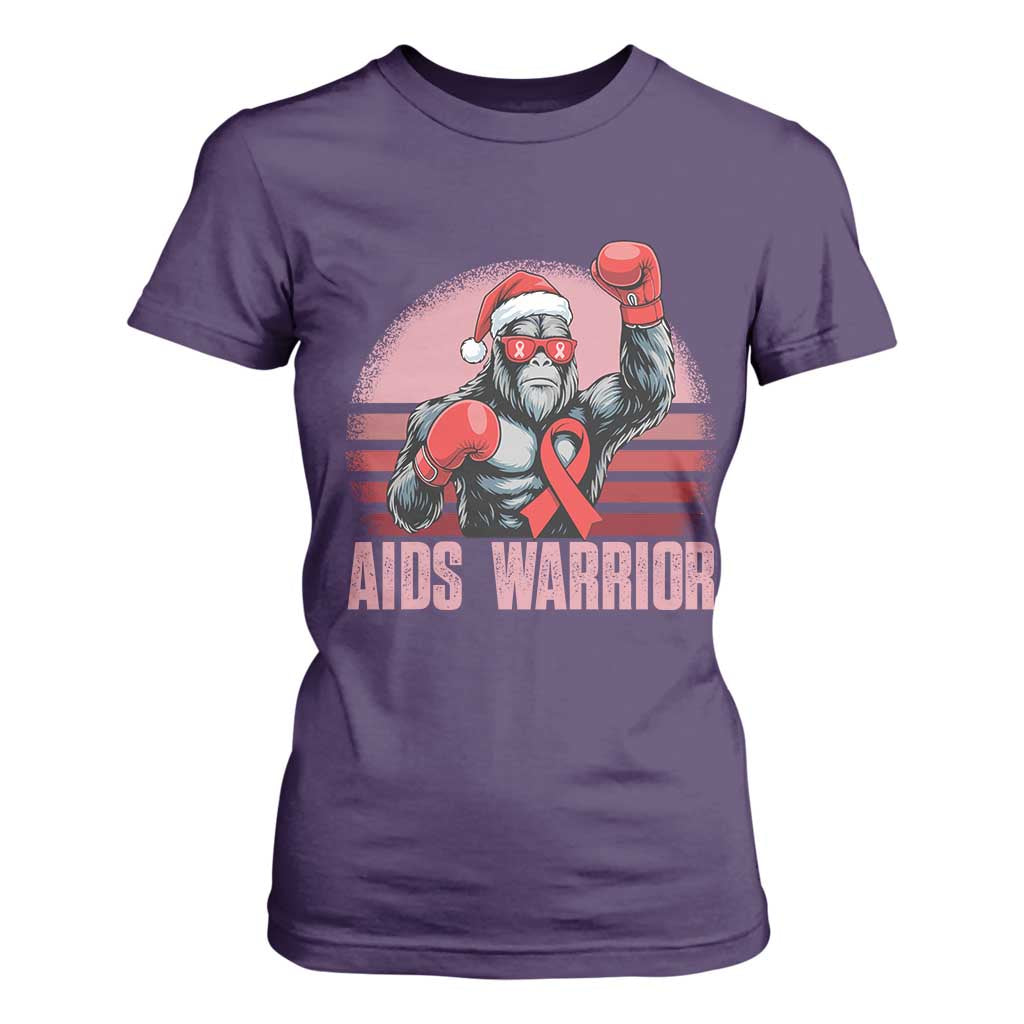 Christmas Santa Bigfoot HIV Support T Shirt For Women Retro Vintage Style Gift